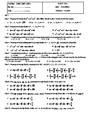 Kiểm tra môn Toán hình học 12
